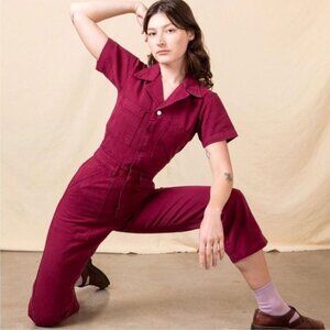 NEVER WORN Big Bud Press Short Sleeve Jumpsuit Cranberry (XS)